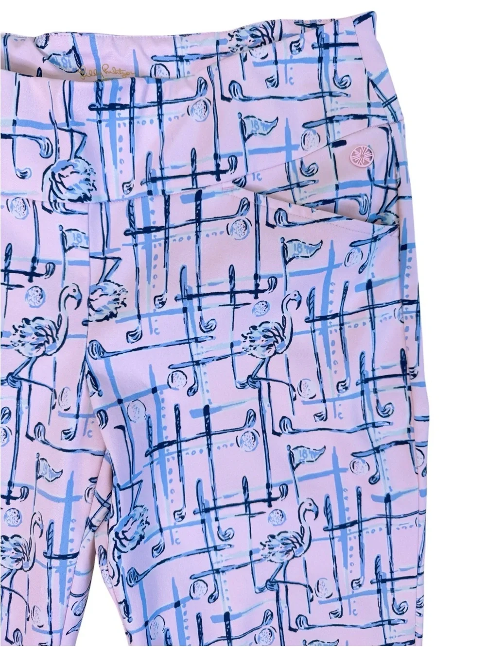 LILLY PULITZER Luxletic Corso Golf Pants Size 8 in Pink Tropical Tint - Picture 5 of 12